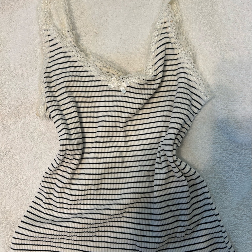 Striped Lace-Trimmed Top